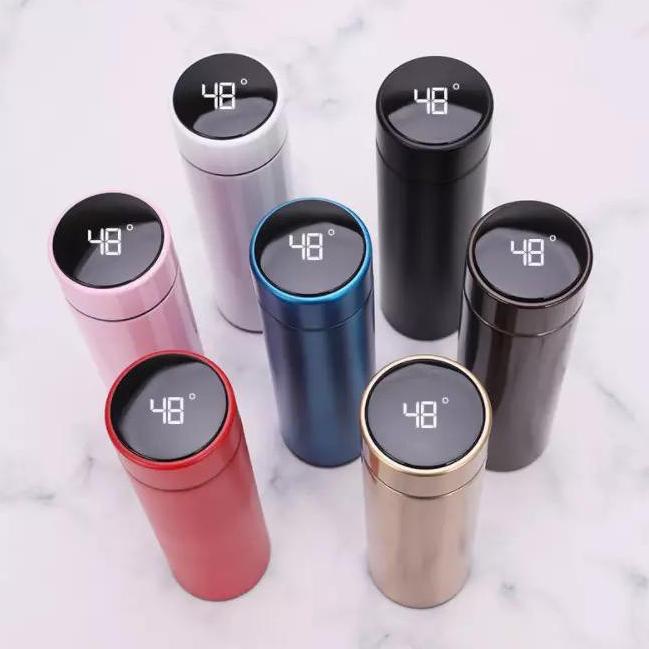 THERMOS SUHU / TERMOS MINI / TERMOS AIR PANAS STAINLESS STEEL DENGAN PENGUKUR SUHU LED 500ML TERLARI