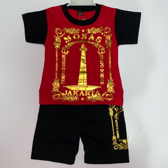 KAOS MONAS/ KAOS SETELAN ANAK JAKARTA MONAS/ KAOS OLEH-OLEH MONAS A