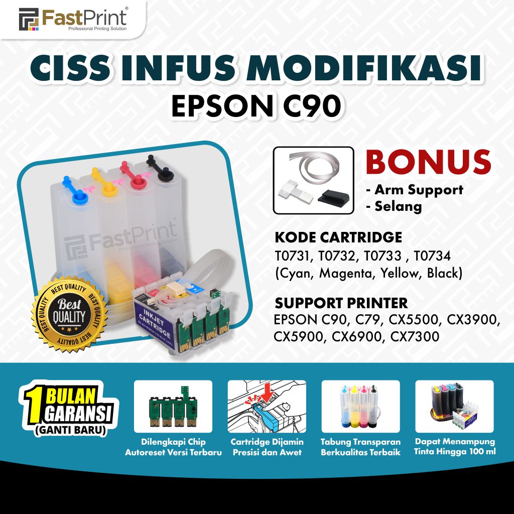 Fast Print Ciss Infus Modif Printer Epson C90 C79 CX5500 CX3900 CX5900 CX6900 CX7300 Kosongan