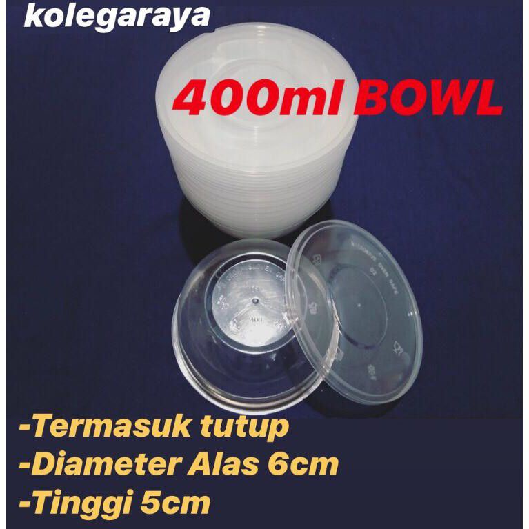 Kotak Makan Thinwall Plastik OTB 400ml Model Bowl Mangkuk Isi 25PCS