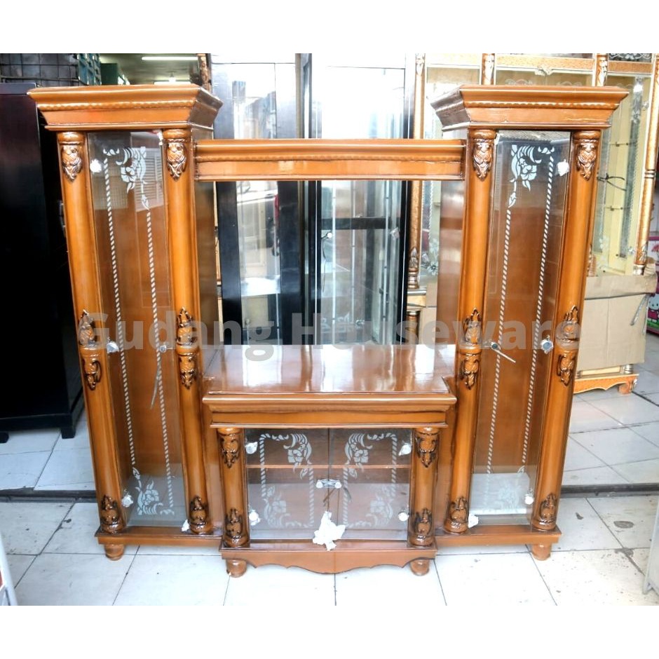 Lemari Buffet TV Sabrina Kaca | Bufet TV | Rak Bufet Tingggi | Bufet Murah | Lemari Bufet | Lemari T