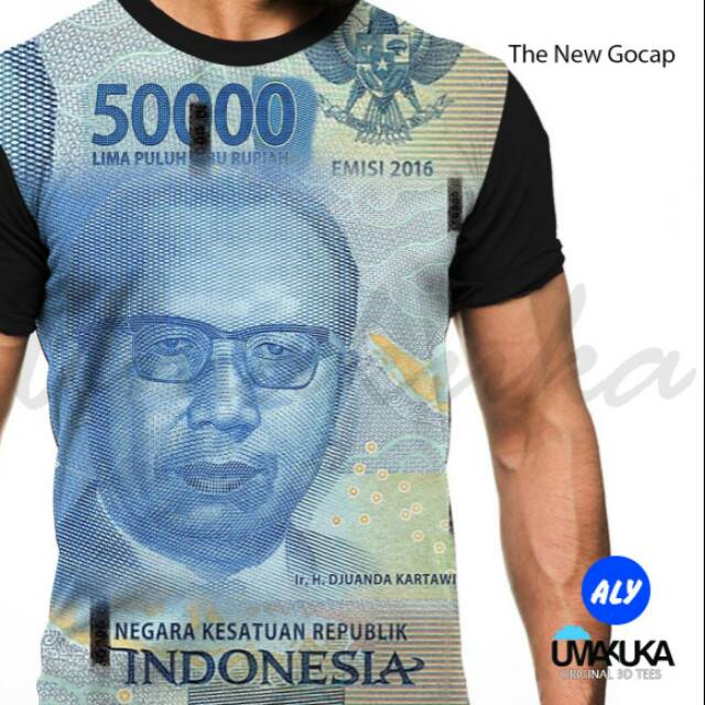 Kaos uang baru idr rupiah distro murah best seller The New Gocap limapuluh ribu rupiah unik