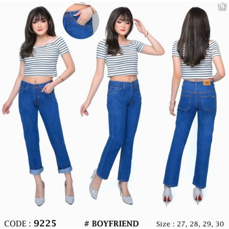 CELANA BOYFRIEND JEANS WANITA BF POLOS SNOW LIPAT PLAIN JEANS WANITA