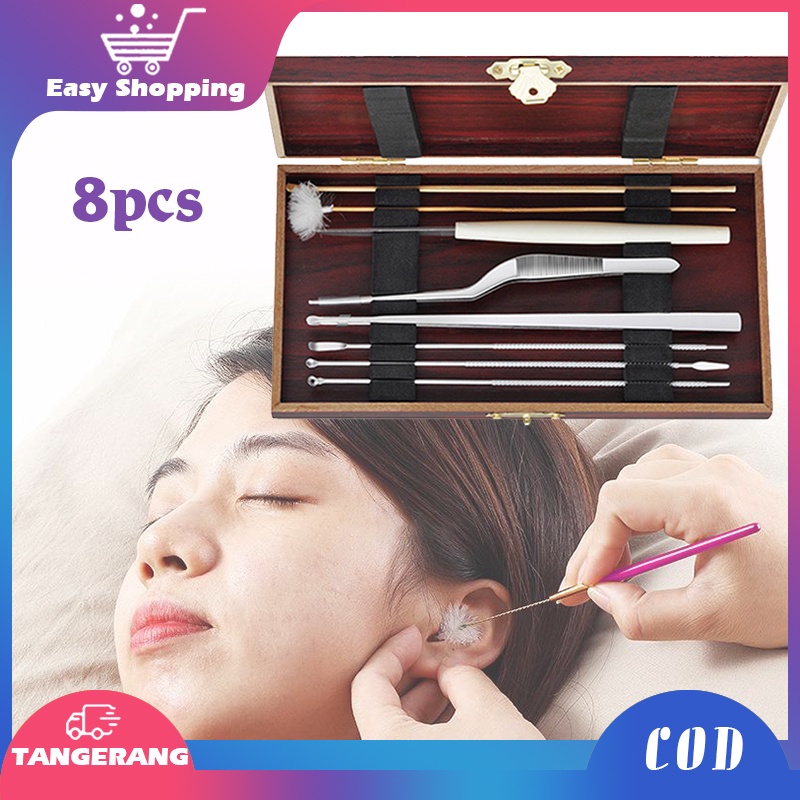 8pcs Alat Pembersih Telinga Stainless Pembersih Kuping Alat Kotoran Telinga Alat Untuk Membersihkan Telinga Ear Wax Ear Pick