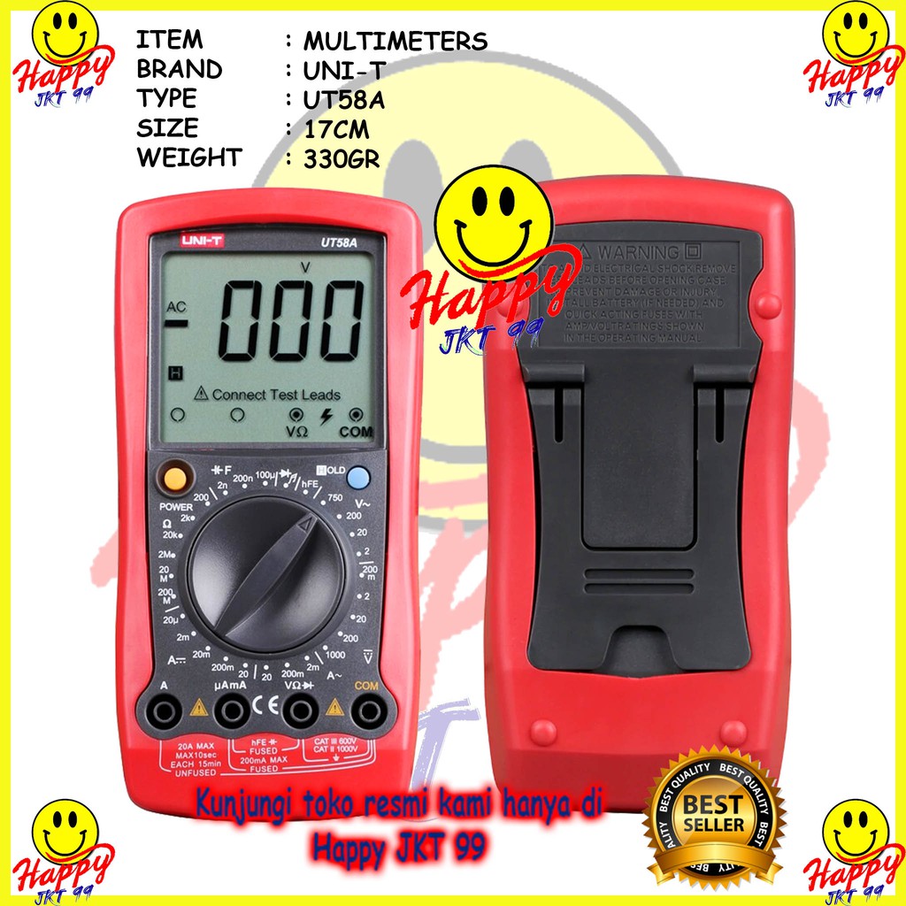 [ HAPPY JKT 99 ] MULTITESTER MULTIMETER AVOMETER VOLTMETER UNI-T 58A UNI T 58 A UT58A UT58 UT 58 DIGITAL