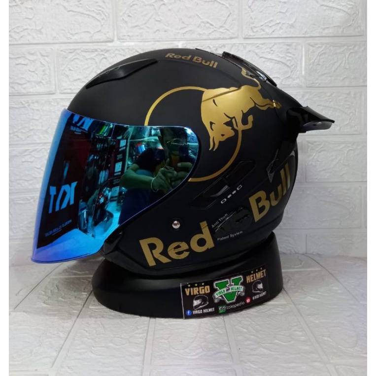 KYT HELM GALAXY FLAT R SOLID BLACK MATT PAKET GANTENG REDBULL SNI DOT (ongkir termurah 2kg)-5