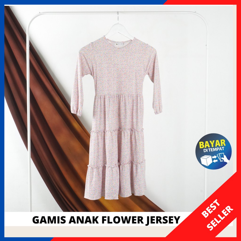 GAMIS ANAK FLOWER JERSEY - MOTIF RENDA BUNGA KECIL - NYAMAN DIPAKAI - BISA COD