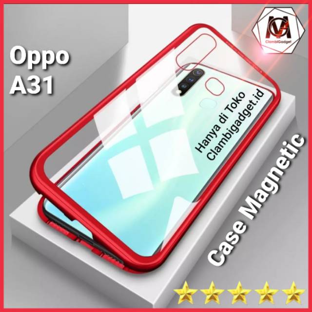 Casing Case Oppo A31 2020 Magnetic Side Glass Magnetik Magnet 2in1 COD Kaca Tempered Hard Case Cover