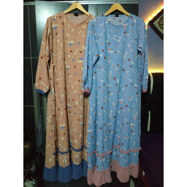 Gamis set khimar motif bunga