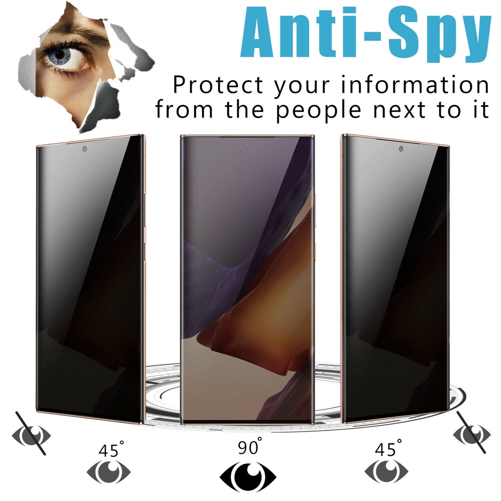 2 in1 Full Cover Privacy Anti-Spy Tempered Glass/Curved Screen Protector Film/Camera Lens Protect Clear Film for Samsung Galaxy Note 20/20Ultra