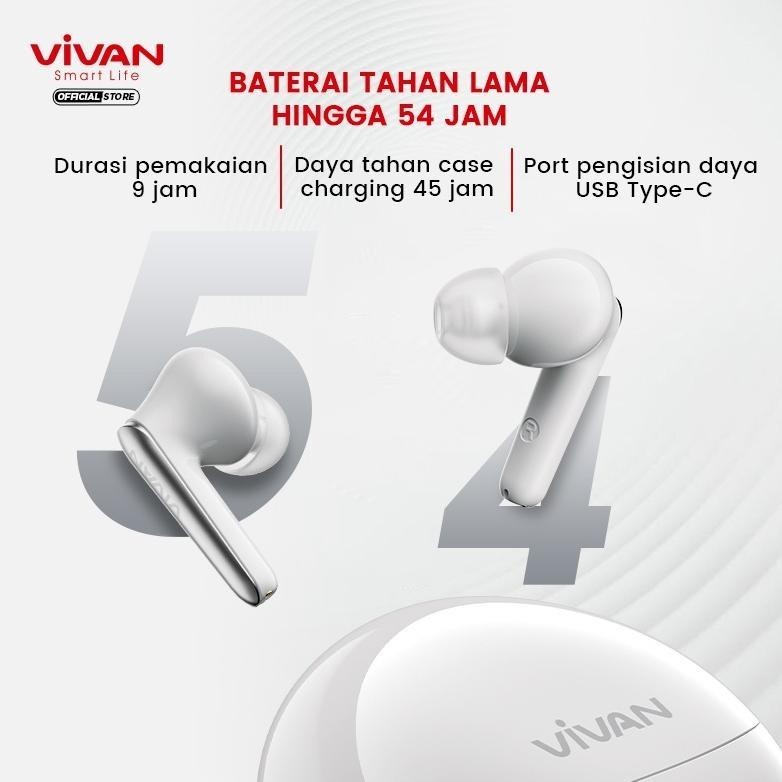 VIVAN Earphones Headset TWS Life 200NC Bluetooth 5.3 Waterproof IPX7 4