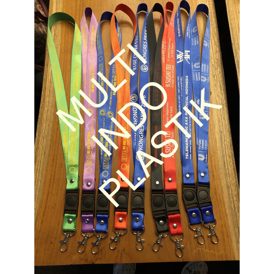 

Tali lanyard 2 cm sablon satu warna tali lanyard murah tali panitia