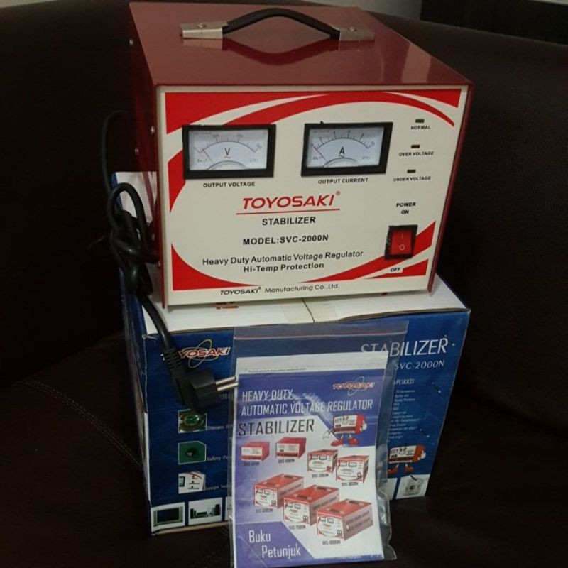 Stabilizer TOYOSAKI Kapasitas 2000Watt Model SVC-2000N BEST Quality + Rangkaian Kabel