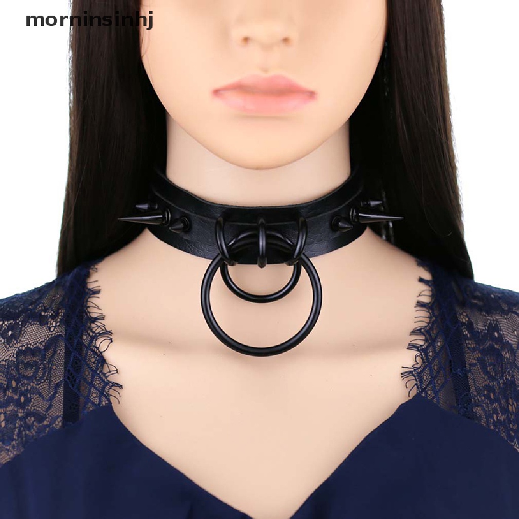 Mor Kalung Choker Bahan Kulit Pu Aksen Rivet Gaya Gothicpunk Untuk Wanita