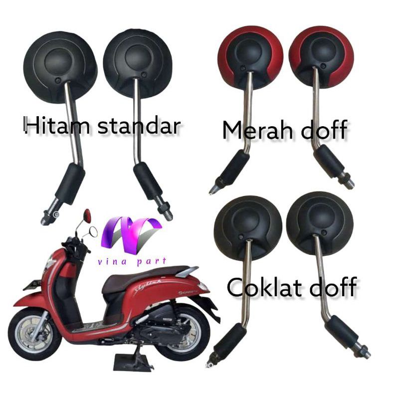 KACA SPION SEPION SCOOPY K93 RING 12 HITAM DOFF, HITAM METALIC, MERAH DOFF ORIGINAL