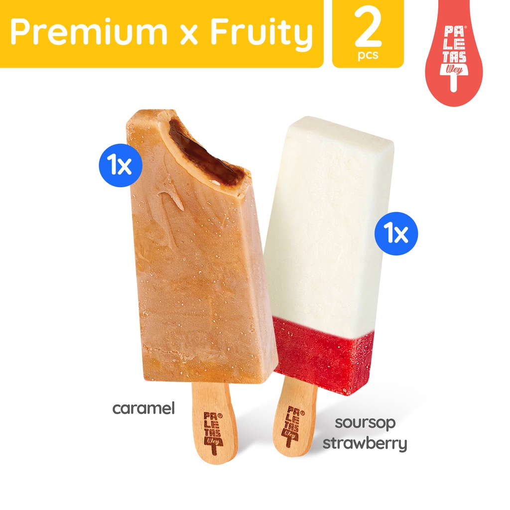 

Es Krim Paletas Wey 1 Pcs Caramel & 1 Pcs Soursop Strawberry