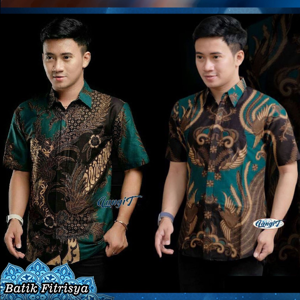 Hem Batik Pria - MOTIF MEGA MENDUNG BIRU COKLAT PUTIH BATIK PRIA MURAH LARIS