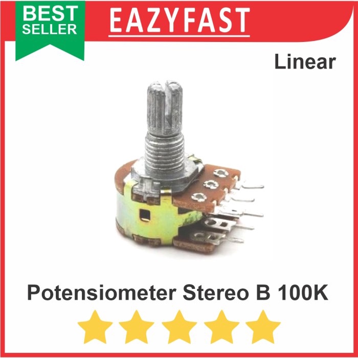 Potensiometer B 100K Stereo Linear B100K 100 K Ohm Potensio Potentio