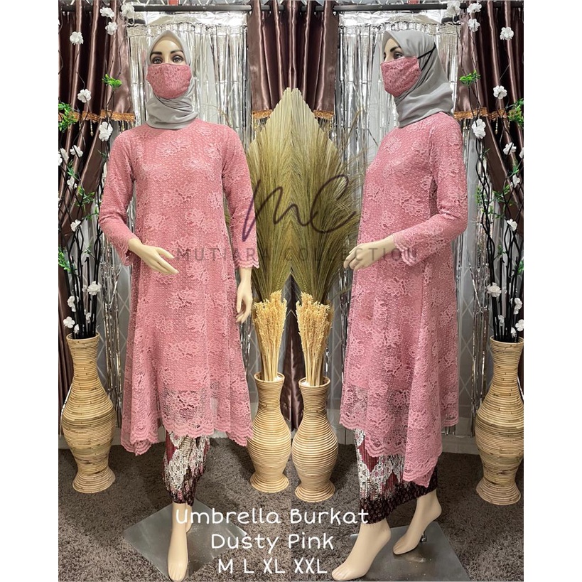 Setelan Kebaya Tunik Brokat / Longcape Brukat / Semi Gamis Umbrella Aneka Pilihan Warna