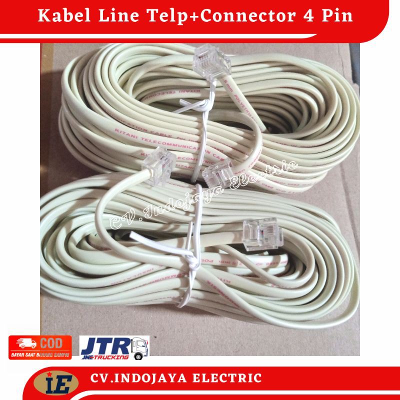 Kabel Line Telepon Dengan Connector 4 Pin Jek RJ 11 Siap Pakai