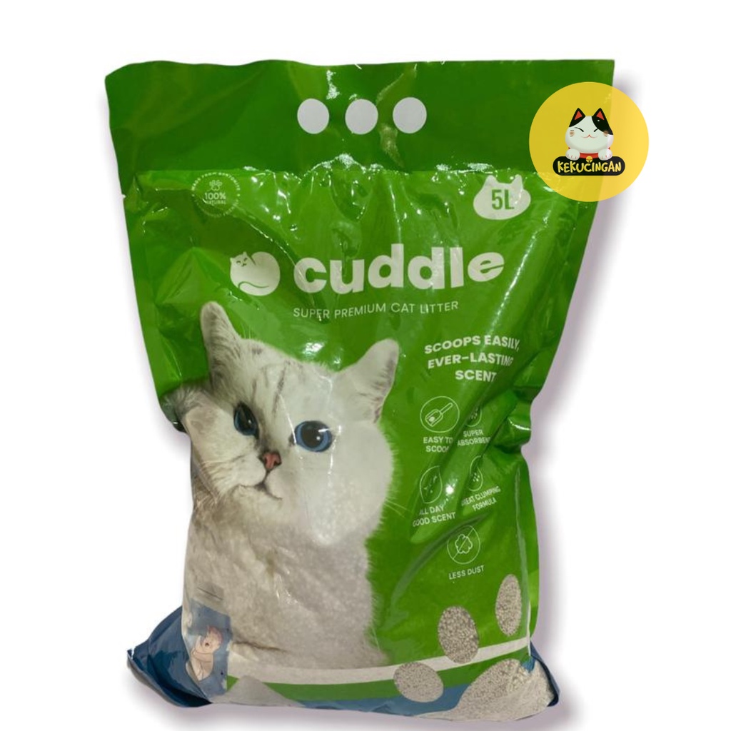 Pasir Kucing CUDDLE Pasir Gumpal Wangi Bentonite Cat Litter 5L