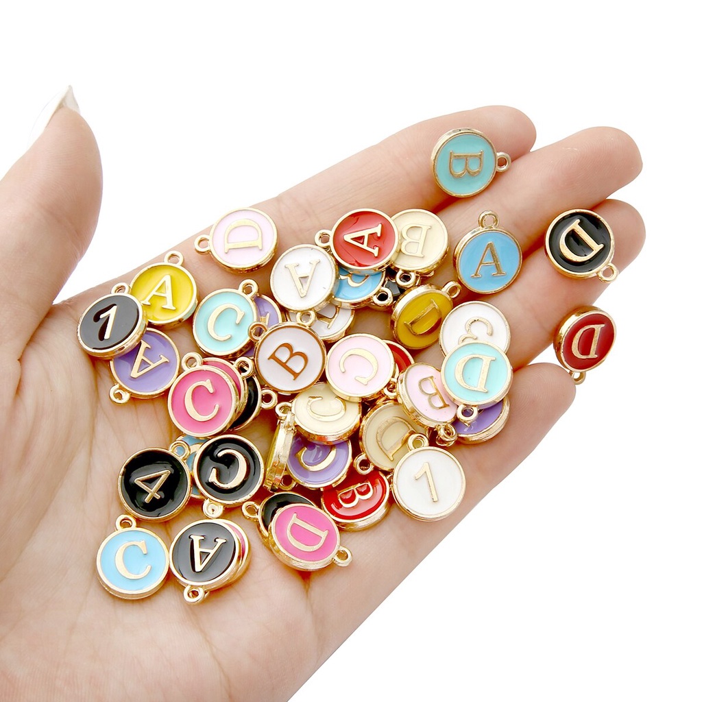 26/10 pcs Fashion Enamel A-Z Full Set of Alphabet Letter Handmade Charm Pendant for DIY Costume Jewelry Accessories