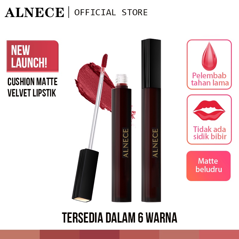 【COD】ALNECE 6 Warna Matte  Lipstik Cream Velvet-Mist Matte Lip Clay  Kosmetik Bibir