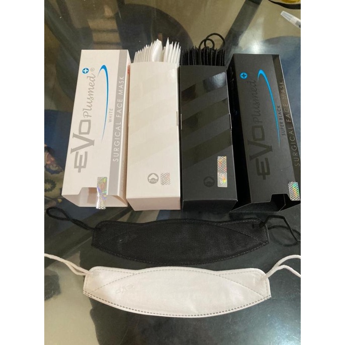 Masker EVO Super White | Full Black Limited Edition @20 Earloop 3 Ply 25-fashinsbrand Kualitas Baik