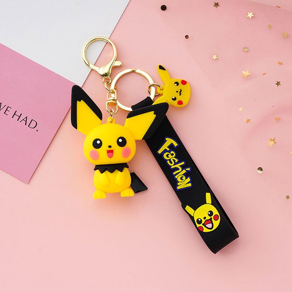 [Elegan] Kartun Gantungan Kunci Kreatif Pria Wanita Hadiah Pikachu Psyduck Pokémon Action Figure Ransel Liontin Alloy Key Lanyard