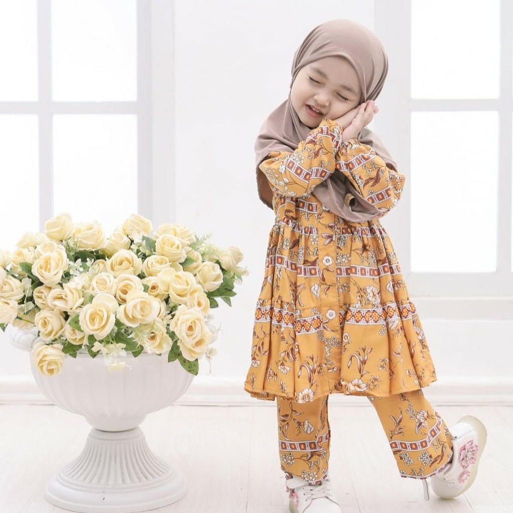 Oribel Kids 5 Thn Setelan Baju Muslim Anak Plus Khimar Pakaian Anak Gamis Anak