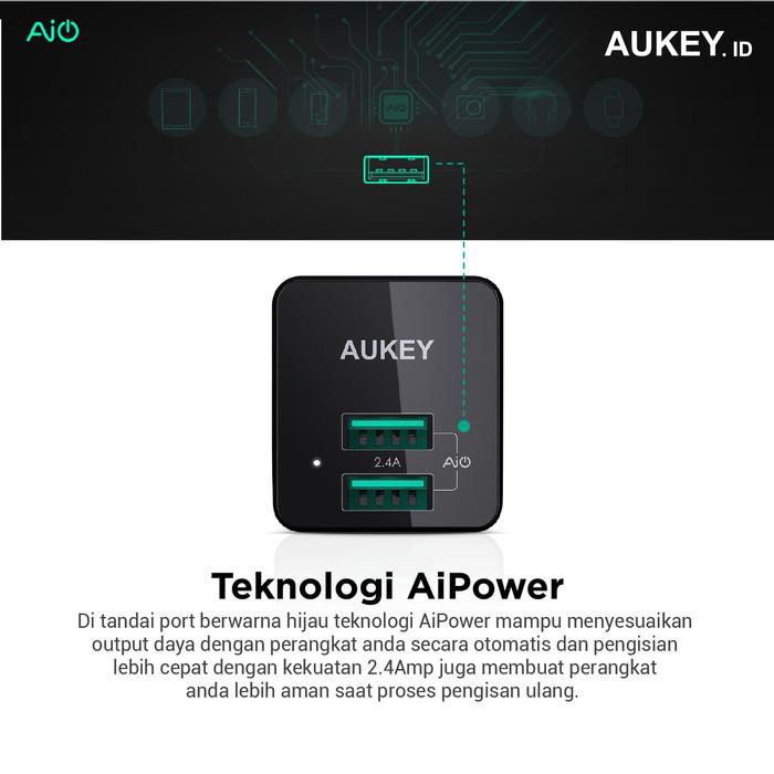 Aukey Adapter Dual Port 12w With AiQ - 500284 / 500194 - PA-U32