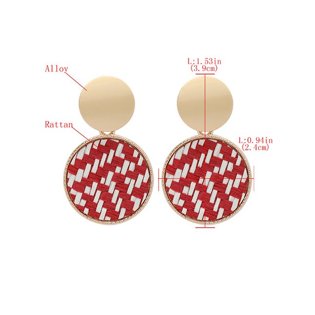 LRC Anting Tusuk Fashion Multilayer Round Alloy Rattan Braided Earrings D92194