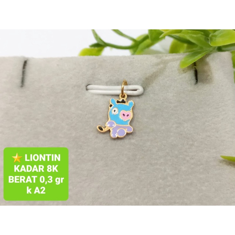 LIONTIN BTS BT21 EMAS ASLI RINGAN MANG KADAR 375/8KARAT BERAT 0.41GRAM