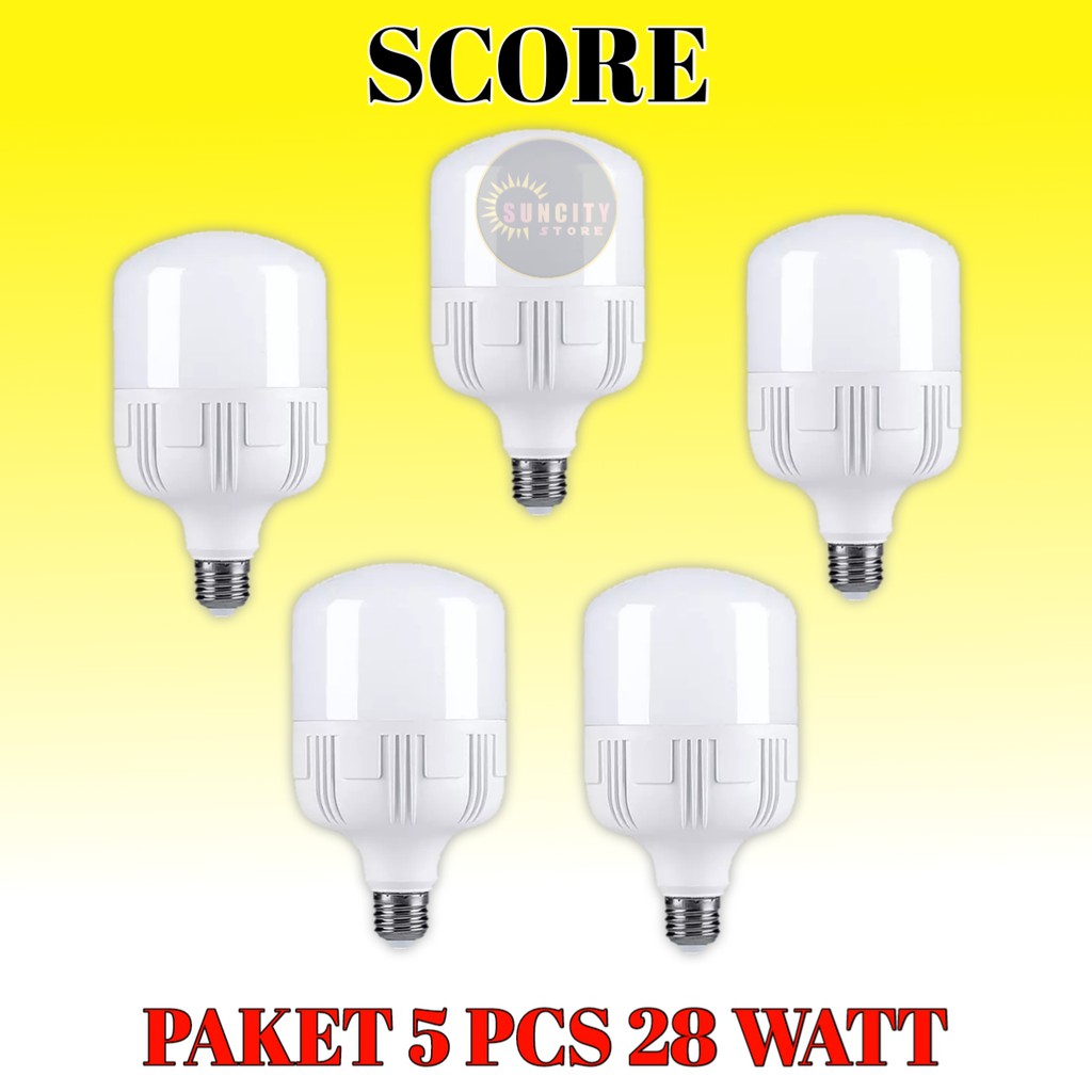 Paket 5 Pcs Score Lampu Bohlam LED Capsule 28 Watt - Cahaya Putih