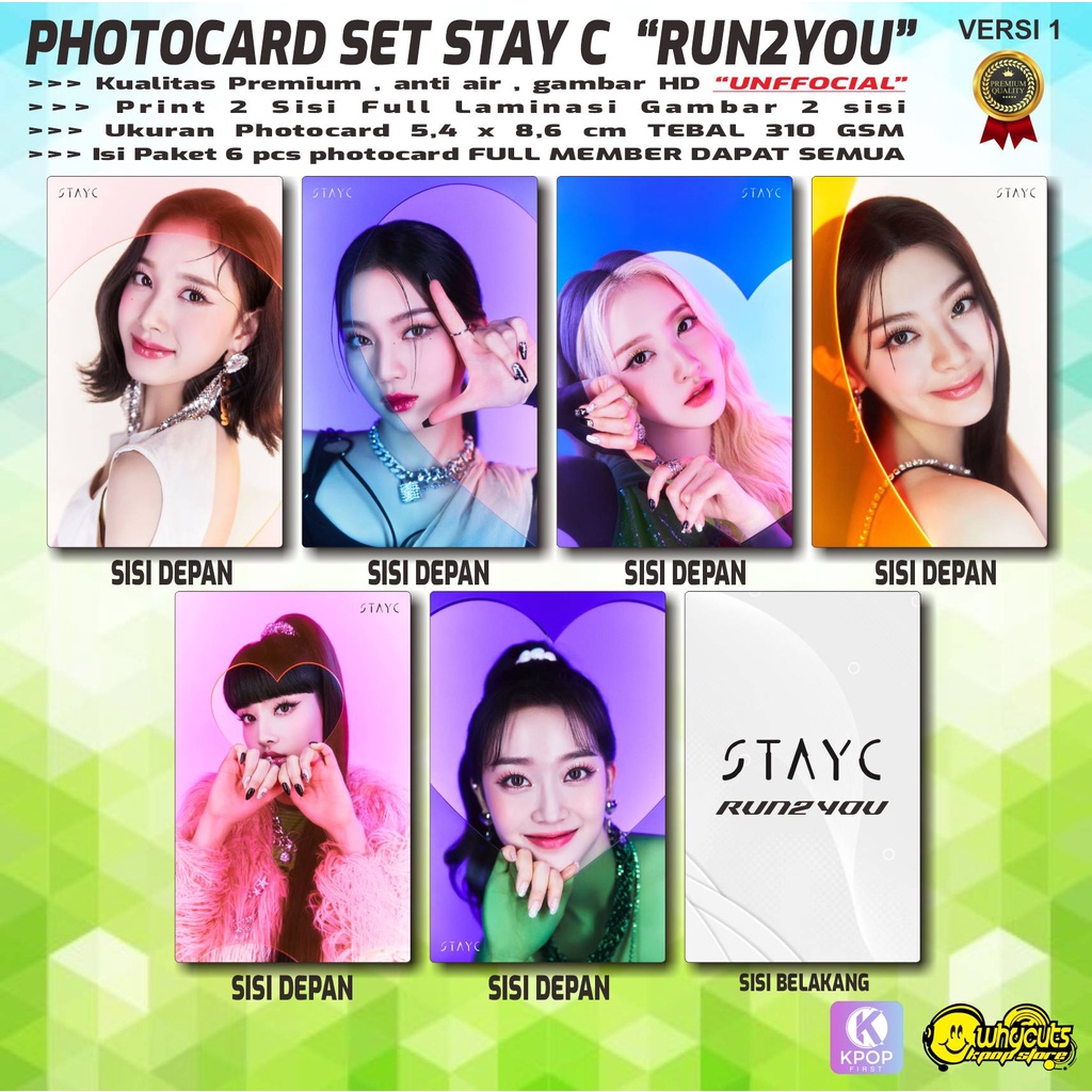 PHOTOCARD SET PC KPOP PREMIUM STAY C  RUN2YOU / PRINT 2 SISI FULL LAMINASI SUPER GLOSSY / ISI 6 PCS SEMUA MEMBER