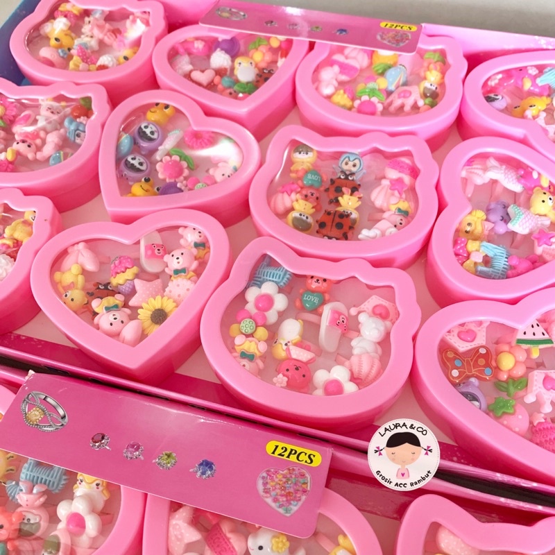 Cincin Mini Box Love Helo Kitty 10pc Grosir Lusinan Mainan Anak Perempuan