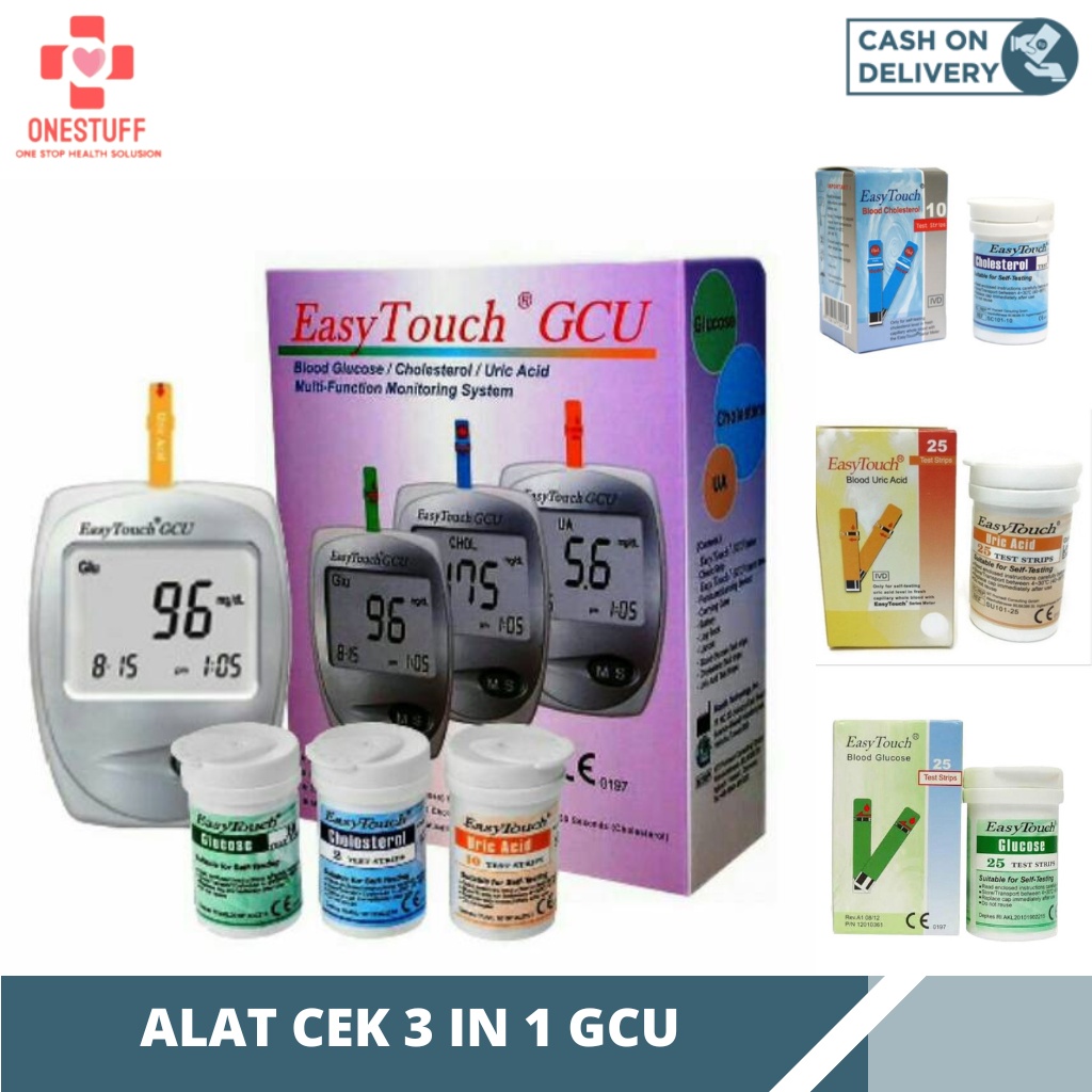 Easytouch GCU Alat Cek Gula Kolesterol Asam Urat GCU 3 in 1 Alat Tes Test Darah Digital