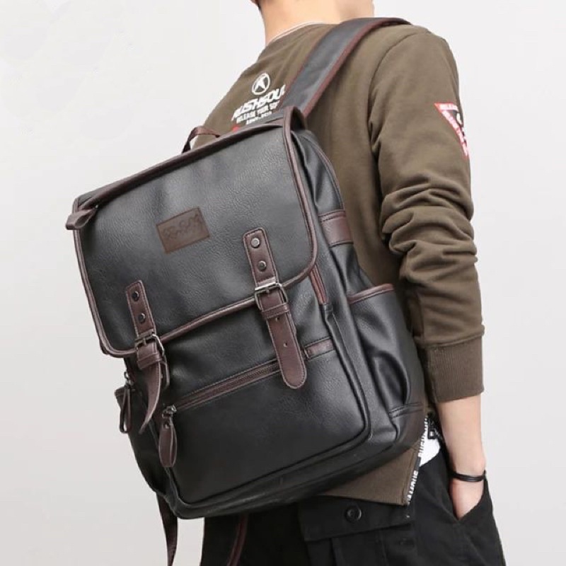 Gh-bag Tas Ransel Kulit Tas Punggung Tas Ransel Laptop Tas Kerja Bacpak kulit Up To 15inch