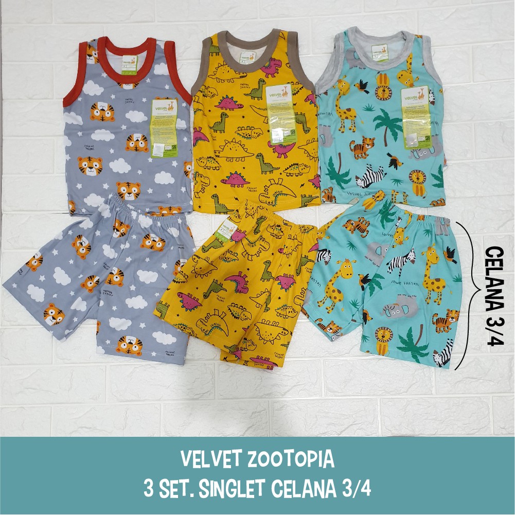 Velvet Junior (3 Setelan) Singlet Celana 3/4