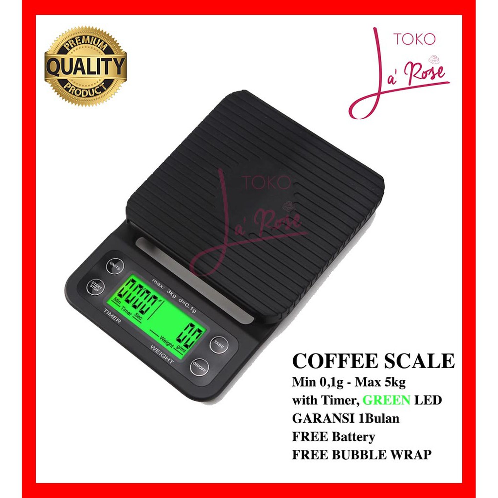 Timbangan Kopi Digital 5KG / 0.1GR Timer Drip Coffee Scale V60 MURAH