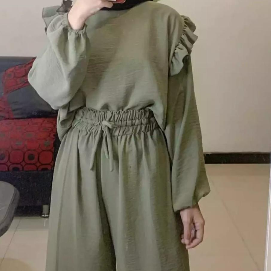 RUBY SET//SETELAN KULOT KRINKEL//OOTD KEKINIAN// SETELAN // SETELAN PALING BANYAK DI MINATI