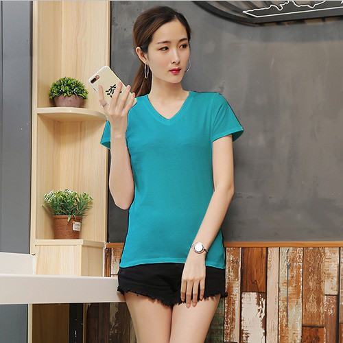 kaos wanita Vneck tangan pendek XXL