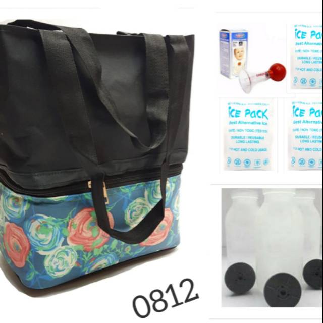 TAS ASI   COOLER BAG ASIB + 1POMPA ASI + 3 BOTOL + 3 ICE GEL  RIRIN (0812) s1