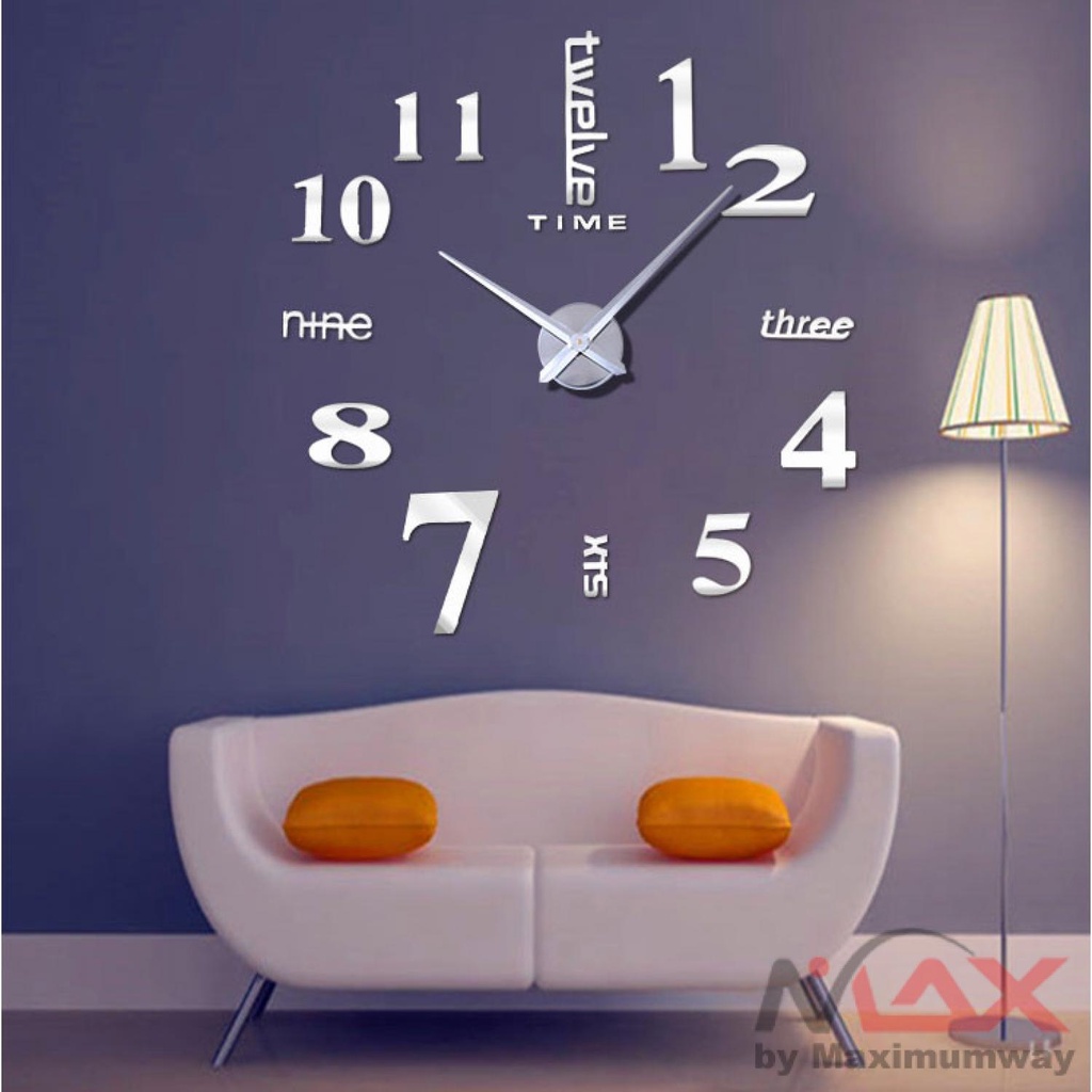 Jam Dinding Besar 130cm Minimalis Modern 3D rumah dan kantor DIY Dekorasi dinding raksasa dekorasi rumah DIY Giant Clock Quartz 80-130cm Warna Gold 3D Big Size Wall Clock Mirror Sticker Diy Living Room Decor Meetting Room Wall Clock Home Decor