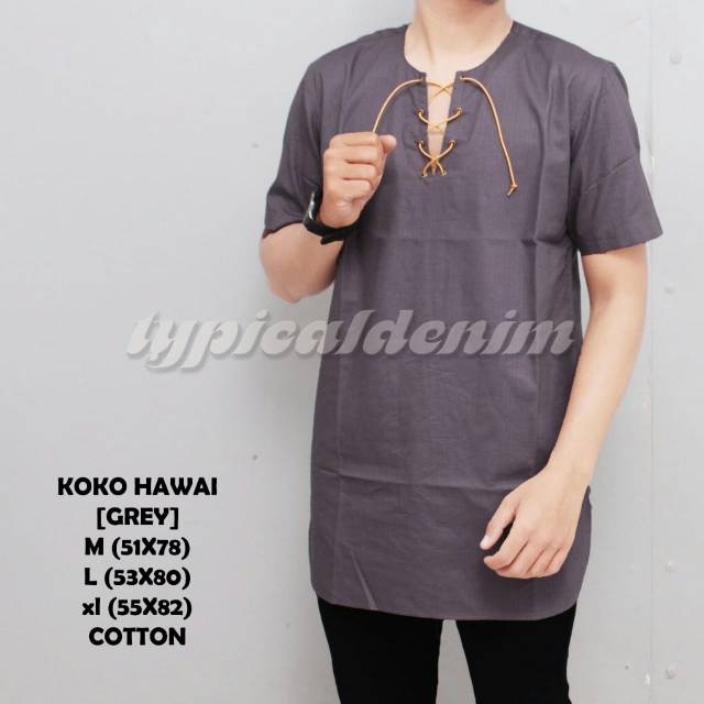 Baju Koko Qurta Hawai Baju Muslim Qurta Koko Hawai Pria Baju Koko Pria Santai Shopee Indonesia