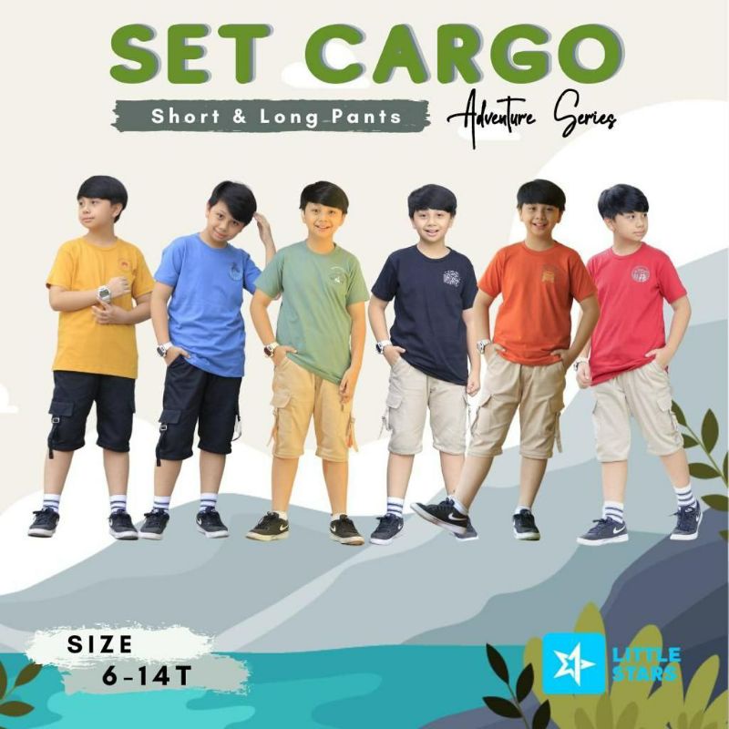 SETELAN ANAK LAKI LAKI SET CARGO LONG & SHORT PANTS BY LITTLE STARS