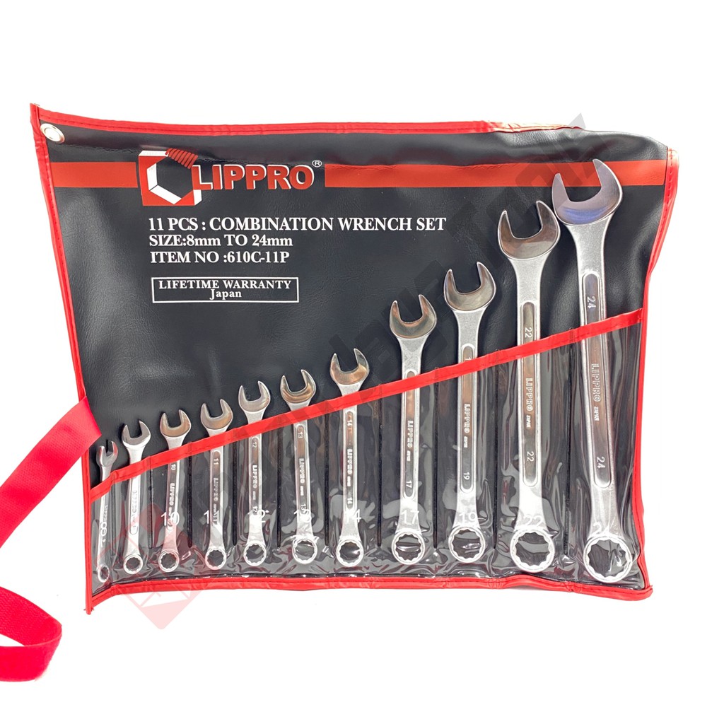 LIPPRO 610C-11P Kunci Ring Pas Set 11 Pcs 8 - 24 mm Combination Wrench