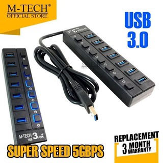 USB HUB 3.0 M-Tech 7 Port switch MT-UH7 Usb3.0 hub Mtech 7 port ON OFF