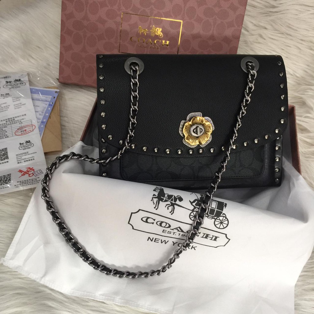 Supplier Tas Coach Parker Rivets Medium Leather Seprem Box 27192