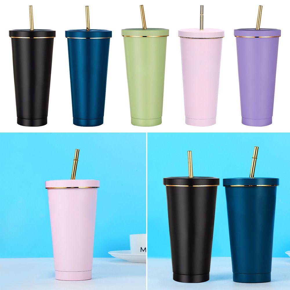 Preva 500ml Travel Cups Reusable Dengan Tutup Drink Straw Water Bottle